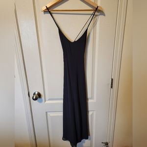 Aritzia Wilfred Blue-Grey strappy back midi dress